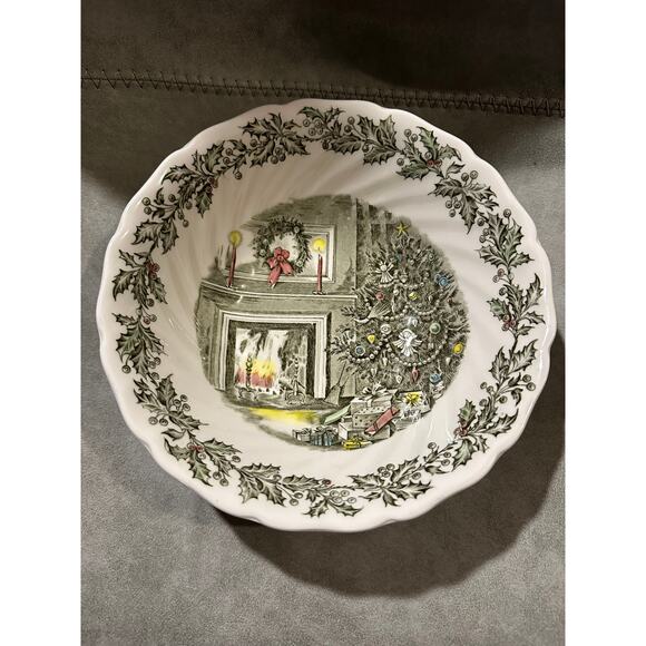 Johnson Bros Merry Christmas Green Floral Ironstone Transferware Dinner Plate - Picture 1 of 3